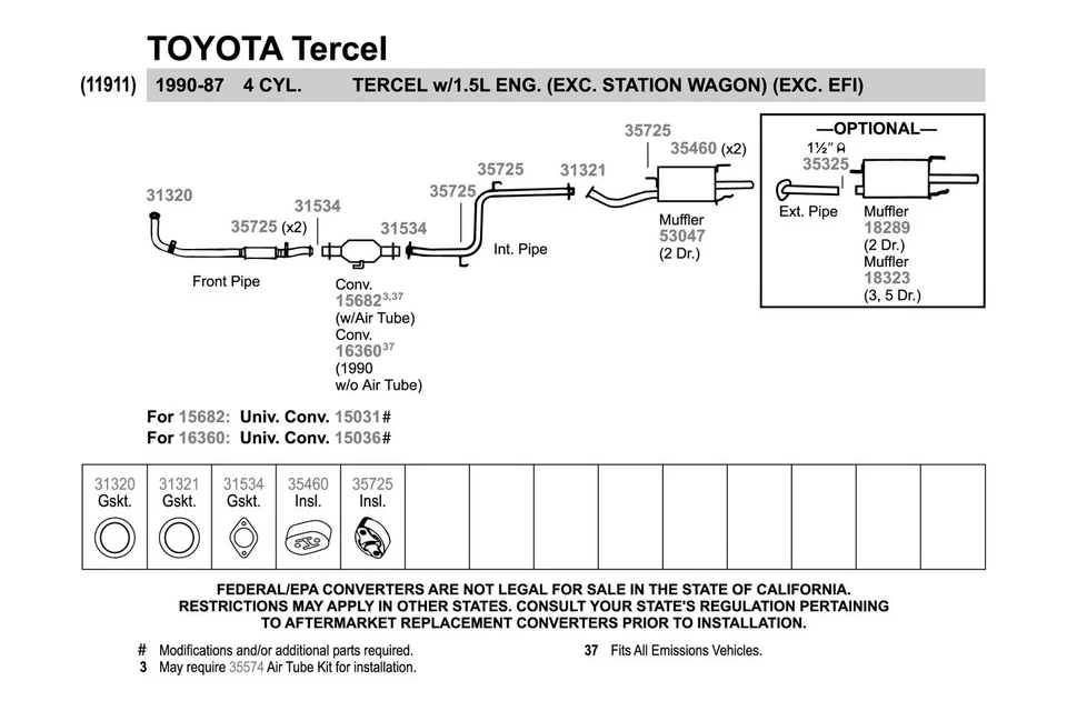 For Toyota Tacoma 95-04 Fiber w Steel Core Donut Exhaust Pipe Flange Gasket - Изображение 2 из 4