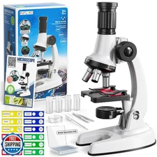 Novaluki 65 Pieces Microscope Kit for Kids Ages 5-7 8-13, 100X-12