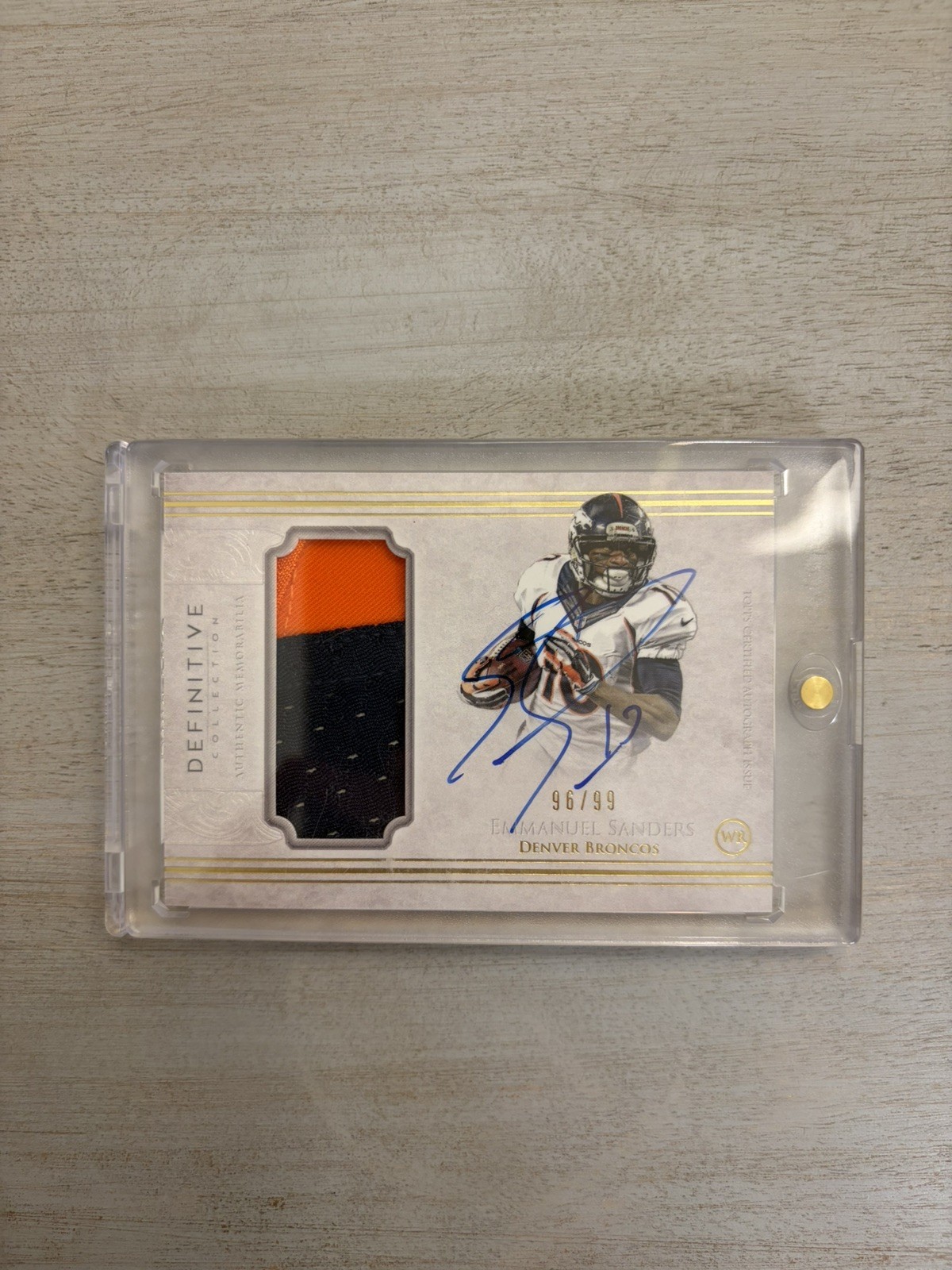 2015 Topps Definitive Collection - Definitive Auto & Patch Emmanuel Sanders /99 