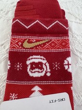 Nike ELITE Crew DRI-FIT Basketball Ugly CHRISTMAS Socks XL Men 12-15 Red