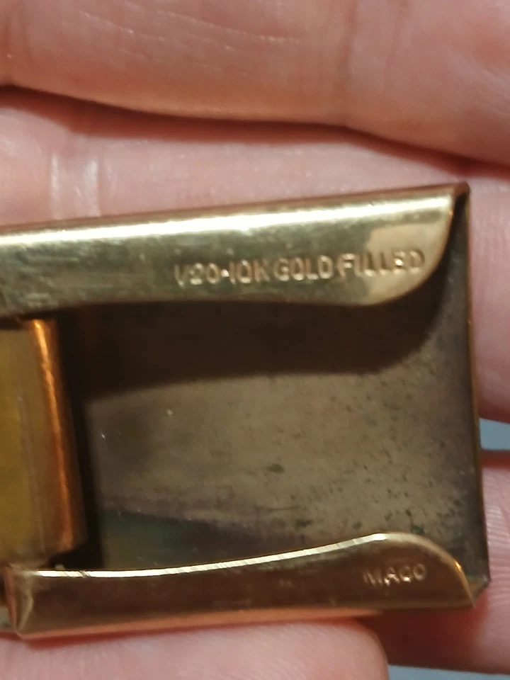 Hebilla de cinturón antigua de repuesto RFD firmada por Maco rellena de oro 1/20-10K Foto 2 de 4