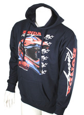 New HONDA RACING Men's Large Navy Blue / Team Logo Midweight Hoodie Sweatshirt