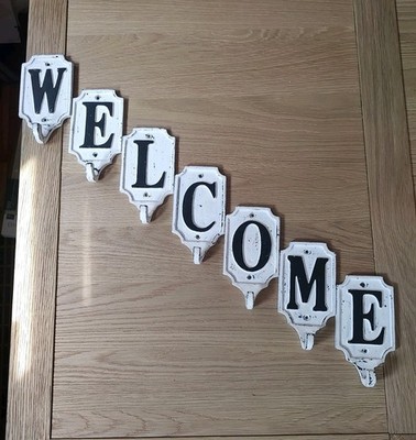 RARE Pottery Barn Alphabet Wall Hooks - Complete 7-Piece Set ''WELCOME'' 