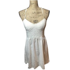American Eagle Dress Womens Small Crochet Babydoll 90s Y2K Ivory Pullover