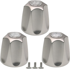 Brushed Nickel Shower Knob Replacement Set of 3 Bathtub Faucet Handles Inclu...