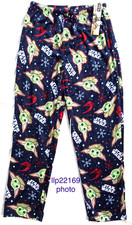 Star Wars BABY YODA  SNOWFLAKES Blue Fleece LOUNGE PAJAMA PANTS Men  s M L XL 