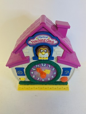 ANALOG TEACHING CLOCK ELECTRONIC MUSICAL OWL TELLS TIME QUIZZES VINTAGE WORKS 