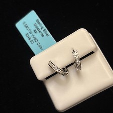 Moissanite .58 CTW Solid 925 Sterling Silver Women's Huggie Earrings