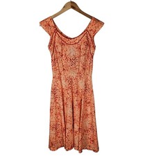 VTG Lorch Hobbies Dallas dress womens sz0 orange dot pattern cotton very soft 
