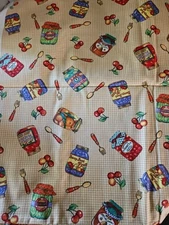 VTG HTF Sharon Kessler Concord Canning Jars on Check Cotton Fabric 2 Yards X 45"