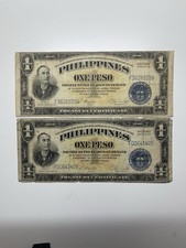 One Peso 1944 Philippines Victory Note Series No 66 Circulated - Lot Of 2