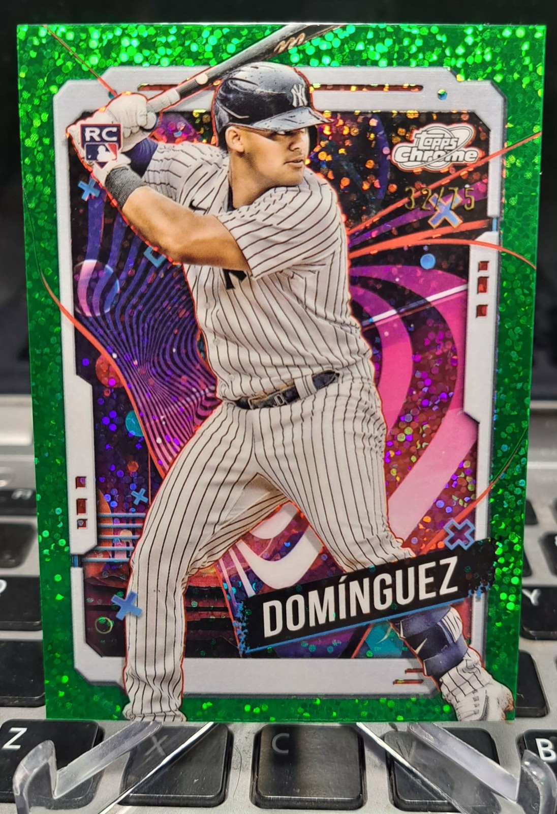 2024 Topps Cosmic Chrome - Jasson Dominguez #89 Green Space Dust Refractor /75