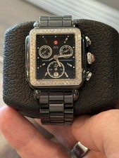 Michele .60ct Tw Diamond 33mm Ceramic Chrono Quartz Ladies Watch MWW06F000001