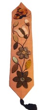Vintage 48" Burlap Latch Hook Wall Hanging Floral Butterfly Design MCM 70s Retro