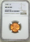 1949 P Lincoln Cent NGC MS66RD Bright Red Luster, PQ in New Holder #S332Z
