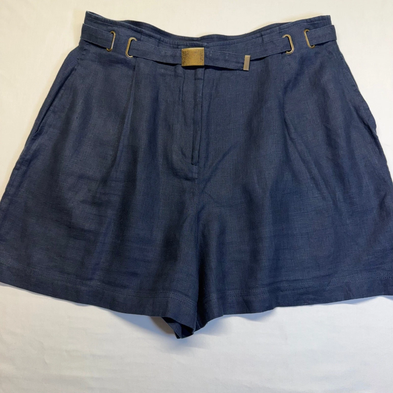 100% Linen Shorts Womens 14 Navy Blue High Rise Belted Quiet Luxury Resort Chic
Opens in a new windo