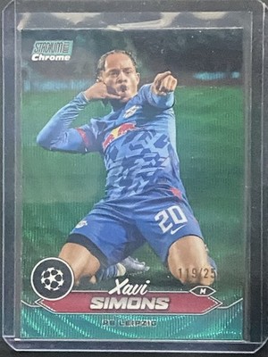 Xavi Simons 2023-24 Stadium Club Chrome UCL Aqua Wave Refractor /250 #20