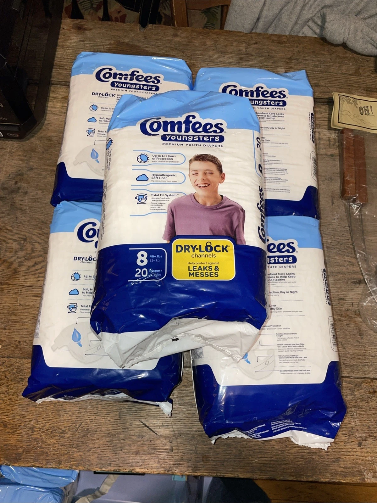 Comfees Youngsters Youth, Contoured Diapers Size 8- 20ct 10 Packs - 200 Diapers