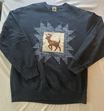 Vintage 90’s Deer Plaid Starburst Crew Neck Comfy Sweatshirt Large Grandma Core