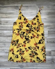 Urban Outfitters Yellow Floral Mini Slip Dress Women’s Large V Neck Viscose
