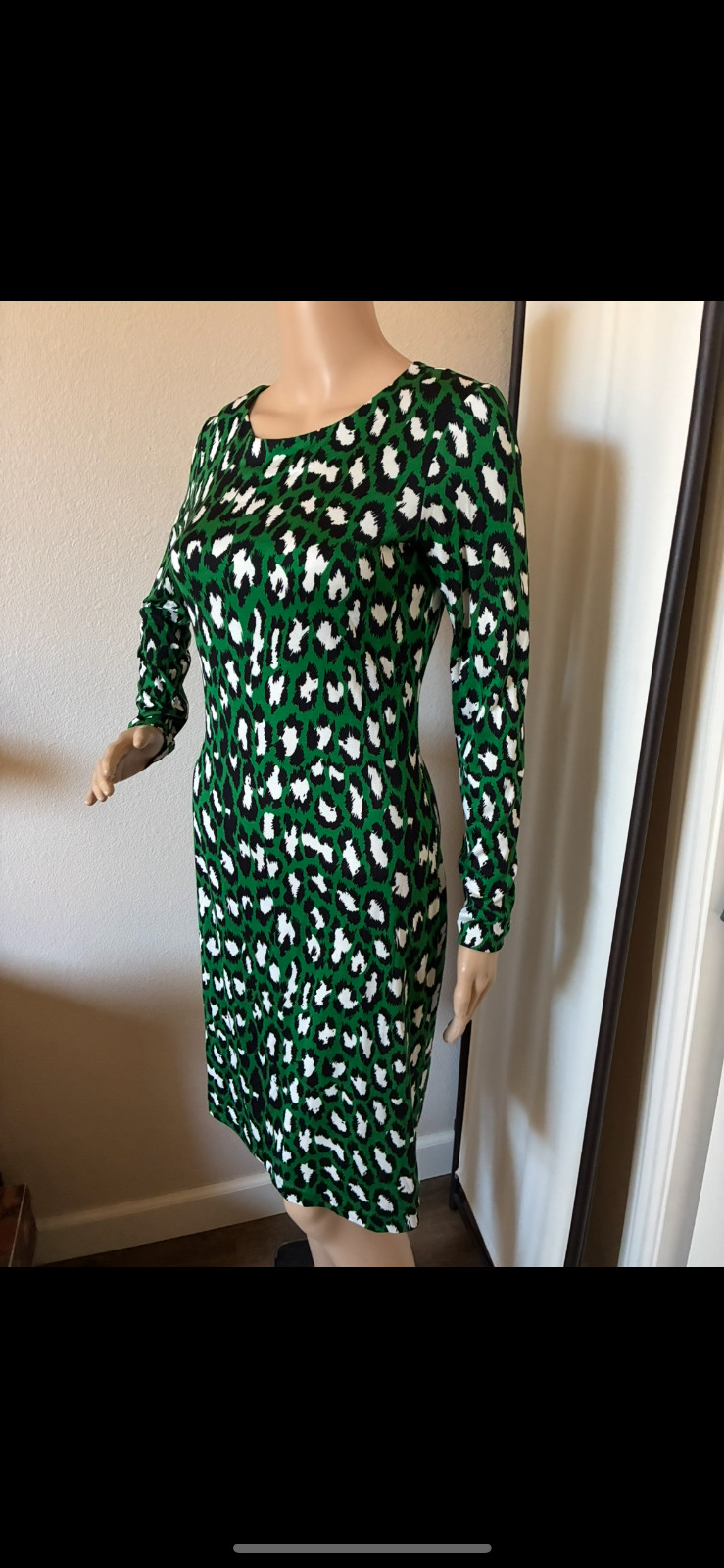 vtg Diane von Furstenberg Muriel green leopard silk jersey dress 4