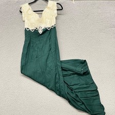 Vtg Scott McClintock Dress Womens 10 Green Eyelet Lace Long Victorian Style 80's