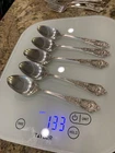 5 Rose point wallace sterling silver teaspoons 133 grams 6 1/4 inches long