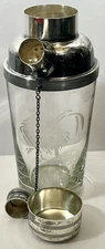James Dixon Art Deco Cockerel Cocktail Shaker Silver-Plate Lid England Vintage