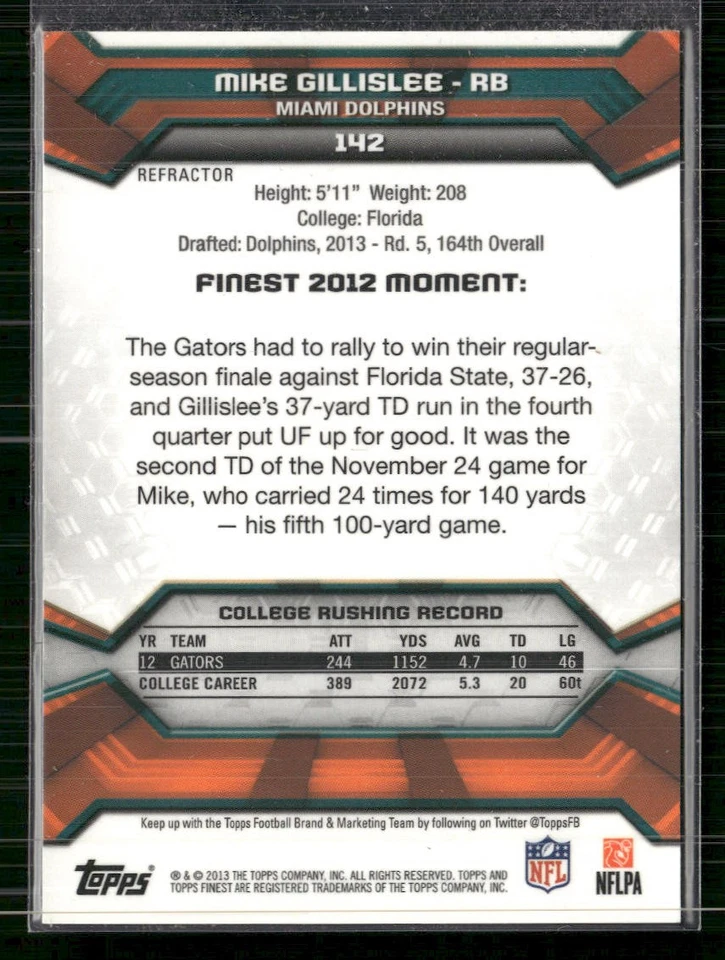 2013 Finest #142 Mike Gillislee Blue Refractors #/99 - Image 2 of 2