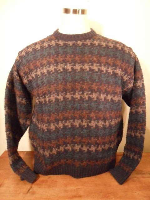 ORVIS MEN'S MULTICOLOR WOOL BLEND CREWNECK SWEATER~LARGE | eBay