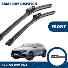 Front Windscreen 26" 20" Flat Aero Wiper Blades Pair for Audi Q8 2019-2024