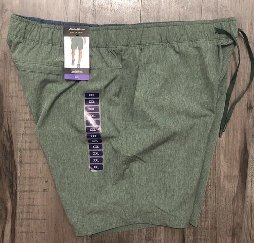 Pantaloncini pull-on Eddie Bauer da uomo UPF 50 Quick Dry Woven Tech taglia XXL verde anatra - Foto 4 di 12
