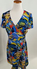 J. CREW mercantile blue floral faux wrap dress Women's 6
