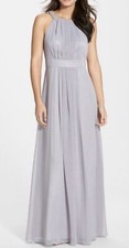 Eliza J Women Embellished Chiffon Prom Formal Gown Dress in Gray Silver Size 4