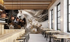 3D White Horse G4482 Wallpaper Wall Murals Removable Self-adhesive Honey