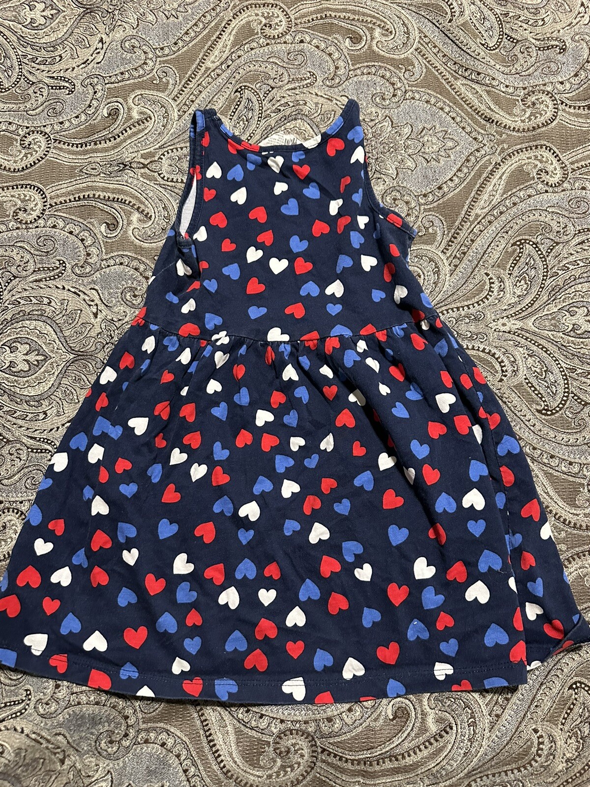 ❤️H&M heart Dress 100% Cotton Size 3-4 Red White And Blue thumbnail 3