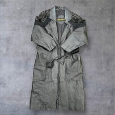 Vintage 90 Fitz Wright Woman’s Black Western Fringe Leather Trench Coat