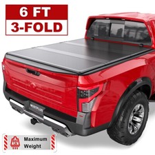 6ft 3 Fold Fiberglass Hard Truck Bed Tonneau Cover For 2005-2026 Nissan Frontier