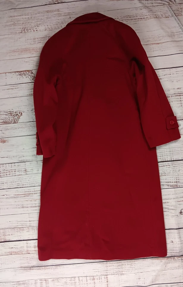 Gabardina Michelle Stuart para mujer 5/6 Petite roja doble botonadura 100 % lana Foto 2 de 4