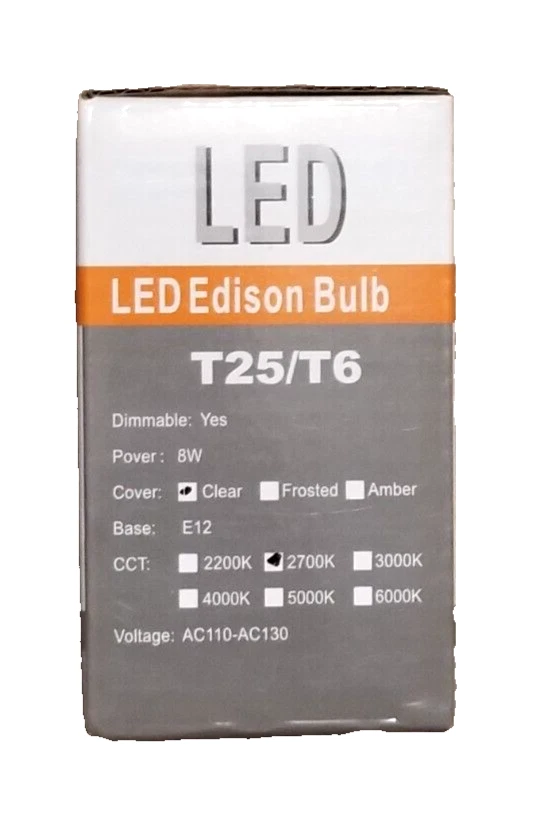 Lools T25/T6 LED Edison Clear Glass Bulbs 6 Pack ~NEW~ - Image 2 of 3