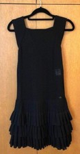 CHANEL P47975K06152 Sleeveless Dress Skirt 3 Tier Pleats Women Size 34 Black