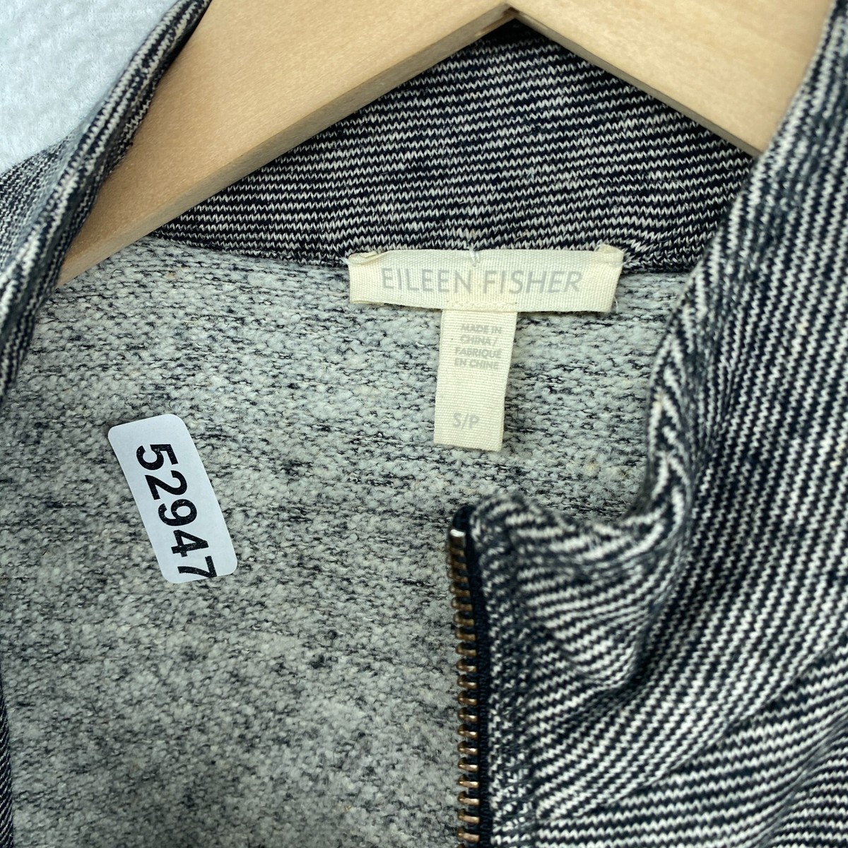 EILEEN FISHER Jacket S Cozy Hemp Organic Cotton Microstripe Full