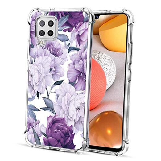 Funda para Galaxy A42 5G, Delgada Flexible TPU para Niñas Mujeres Airbag Morado Flor