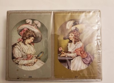 2 Decks Congress Playing Cards Vintage CEL-U- TONE FINISH Victorian Ladies.