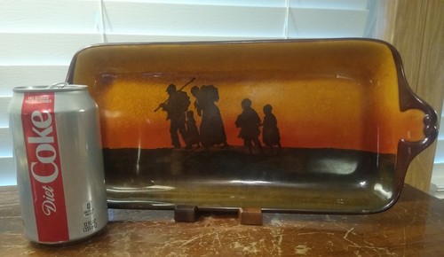 Rare Vintage Royal Doulton Orange And Brown Porcelain Handled Tray 14.5" x 6.25" - Picture 2 of 8