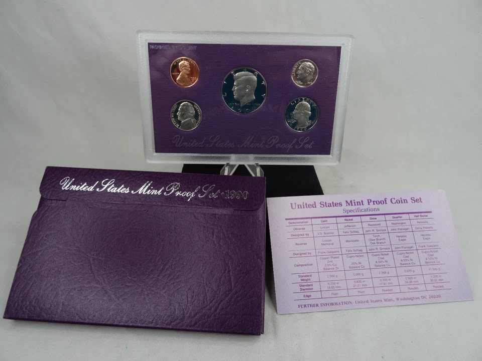 1990-1998 Lot of 9 US Mint Proof Sets 45 Coins OGP Complete Sets - Image 2 of 4