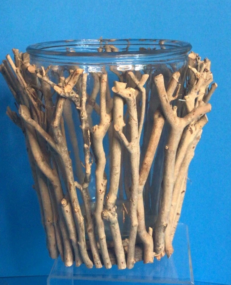 Elegante suporte de vela pilar galho dourado 8 pol. de altura falso Bois Hurricane - Imagem 4 de 4