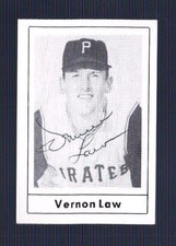 VERNON LAW AUTO SIGNED CARD Pittsburgh Pirates Baseball World Series Champion