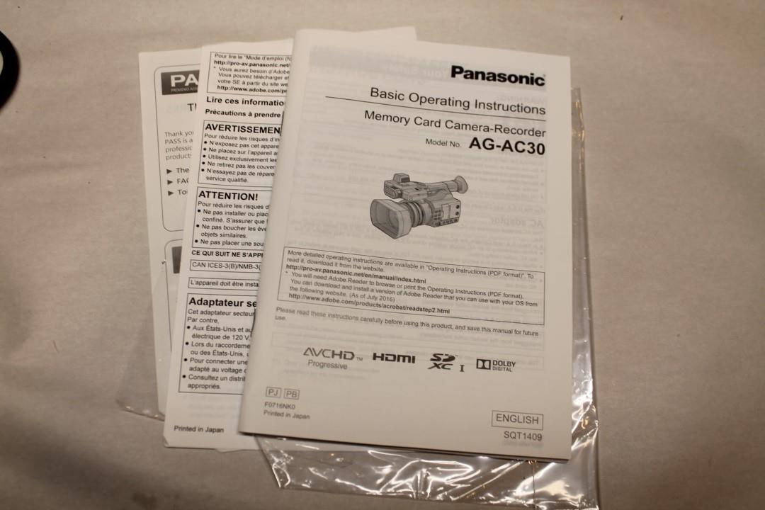 Panasonic AG-AC30 Full HD Camcorder with Lighting and Tripod Kit ~