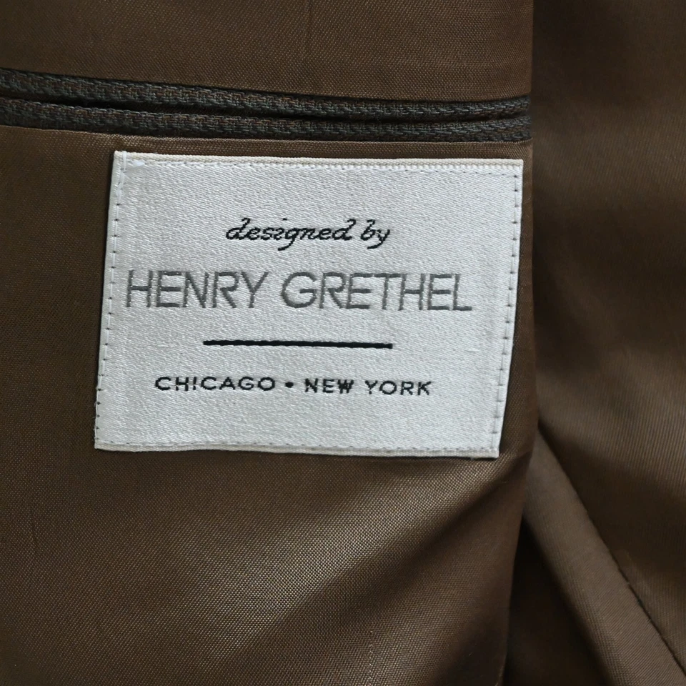 Blazer Traje Chaqueta Abrigo Deportivo De Colección Hecho en EE. UU. 42R Marrón Pata de Gallo 100% Lana para Hombres Foto 4 de 4